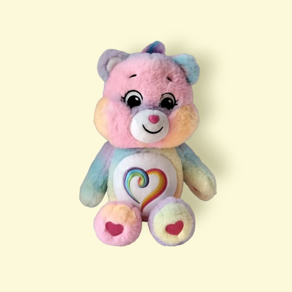 Togetherness Care Bear With Rainbow Heart - 14 Inch Like New